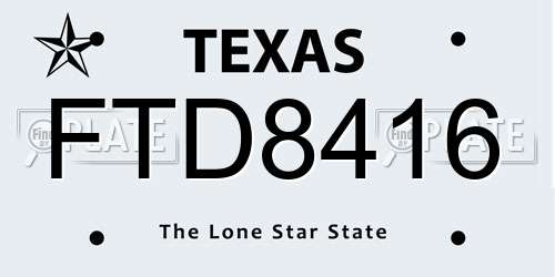 FTD8416 Texas License Plate