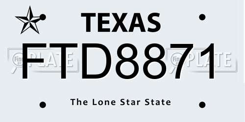 FTD8871 Texas License Plate
