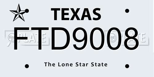 FTD9008 Texas License Plate