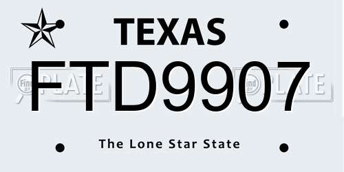 FTD9907 Texas License Plate