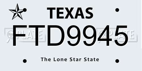 FTD9945 Texas License Plate