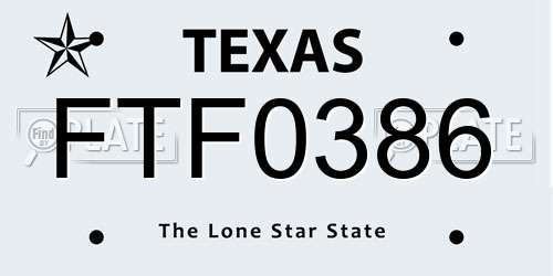 FTF0386 Texas License Plate