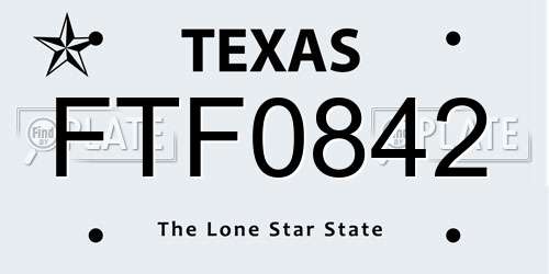 FTF0842 Texas License Plate