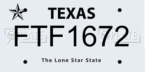 FTF1672 Texas License Plate