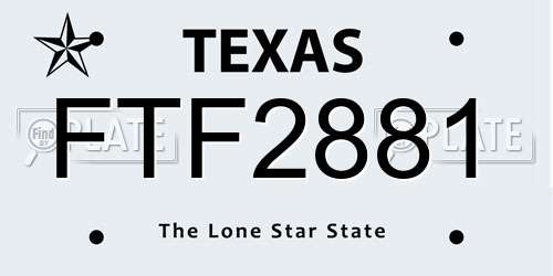FTF2881 Texas License Plate