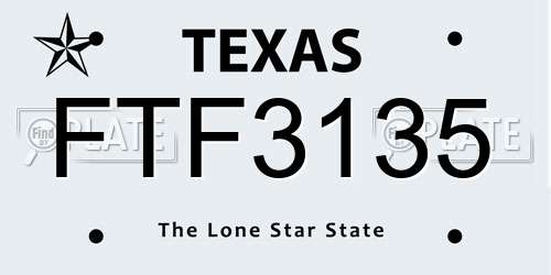 FTF3135 Texas License Plate
