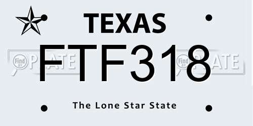 FTF318 Texas License Plate