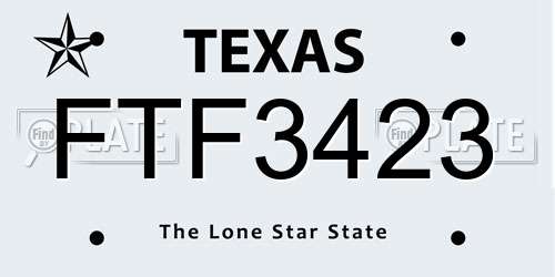 FTF3423 Texas License Plate