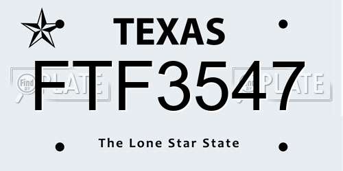 FTF3547 Texas License Plate