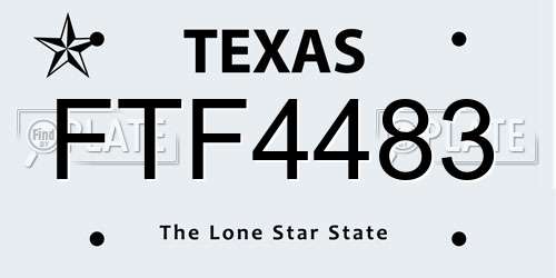 FTF4483 Texas License Plate