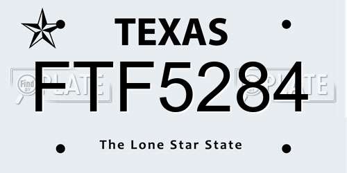 FTF5284 Texas License Plate
