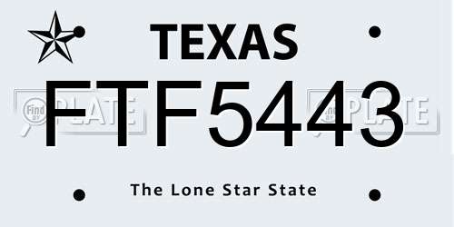 FTF5443 Texas License Plate