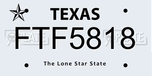 FTF5818 Texas License Plate
