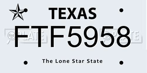 FTF5958 Texas License Plate
