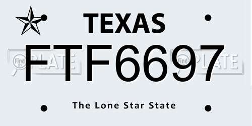 FTF6697 Texas License Plate