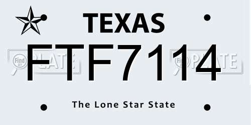 FTF7114 Texas License Plate