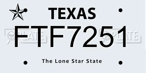 FTF7251 Texas License Plate