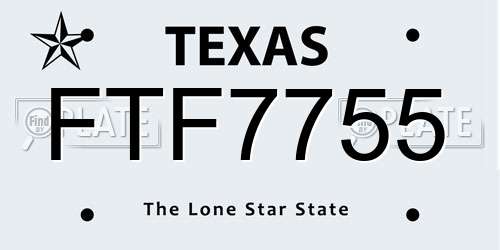 FTF7755 Texas License Plate