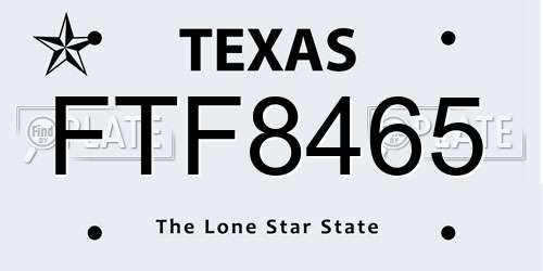 FTF8465 Texas License Plate