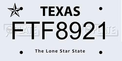FTF8921 Texas License Plate
