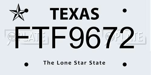 FTF9672 Texas License Plate