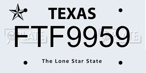 FTF9959 Texas License Plate