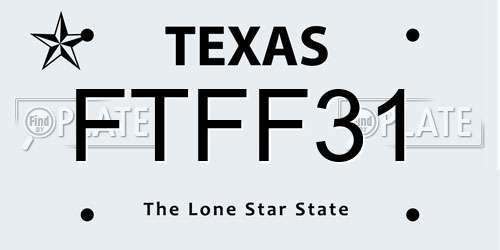 FTFF31 Texas License Plate