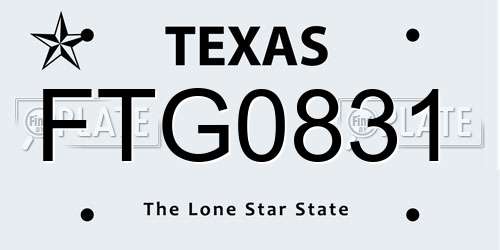 FTG0831 Texas License Plate