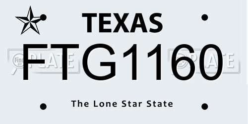 FTG1160 Texas License Plate