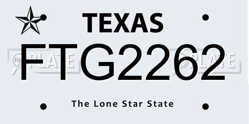 FTG2262 Texas License Plate