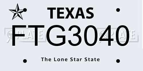 FTG3040 Texas License Plate