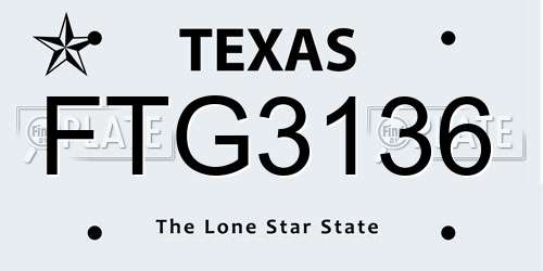 FTG3136 Texas License Plate