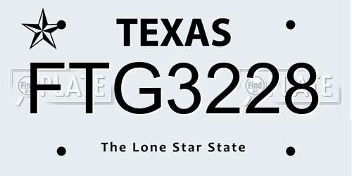 FTG3228 Texas License Plate