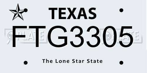 FTG3305 Texas License Plate