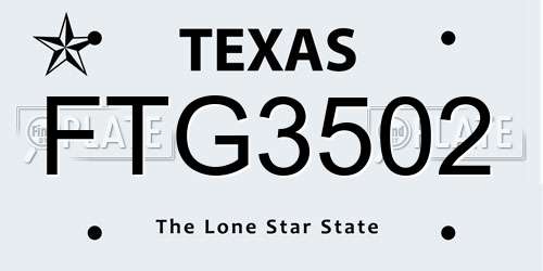FTG3502 Texas License Plate