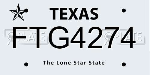 FTG4274 Texas License Plate