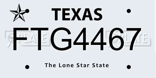 FTG4467 Texas License Plate