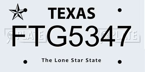 FTG5347 Texas License Plate