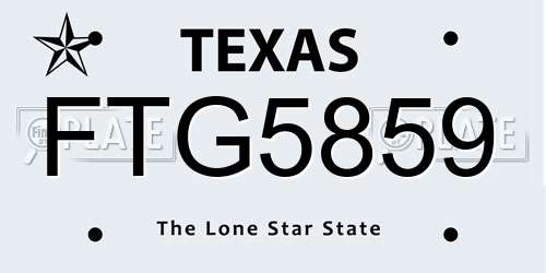 FTG5859 Texas License Plate