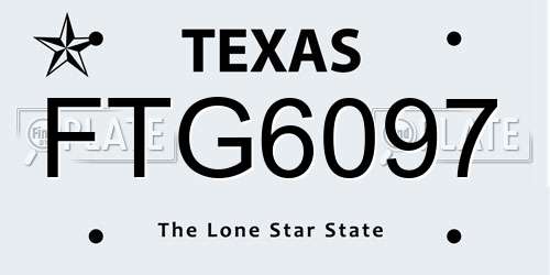 FTG6097 Texas License Plate