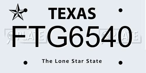 FTG6540 Texas License Plate
