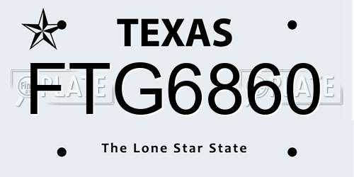 FTG6860 Texas License Plate