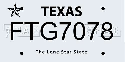 FTG7078 Texas License Plate