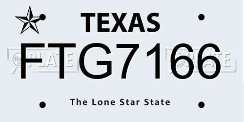 FTG7166 Texas License Plate