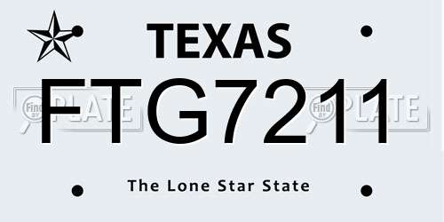 FTG7211 Texas License Plate