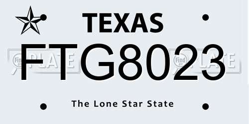 FTG8023 Texas License Plate
