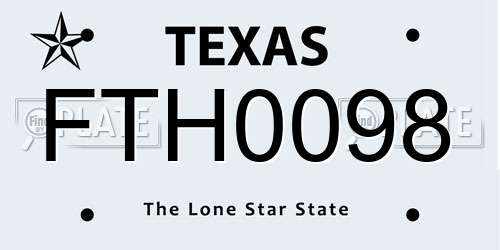 FTH0098 Texas License Plate