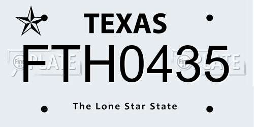 FTH0435 Texas License Plate