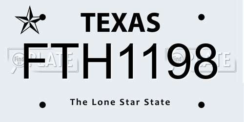 FTH1198 Texas License Plate