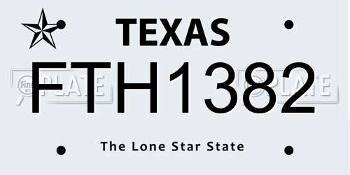FTH1382 Texas License Plate